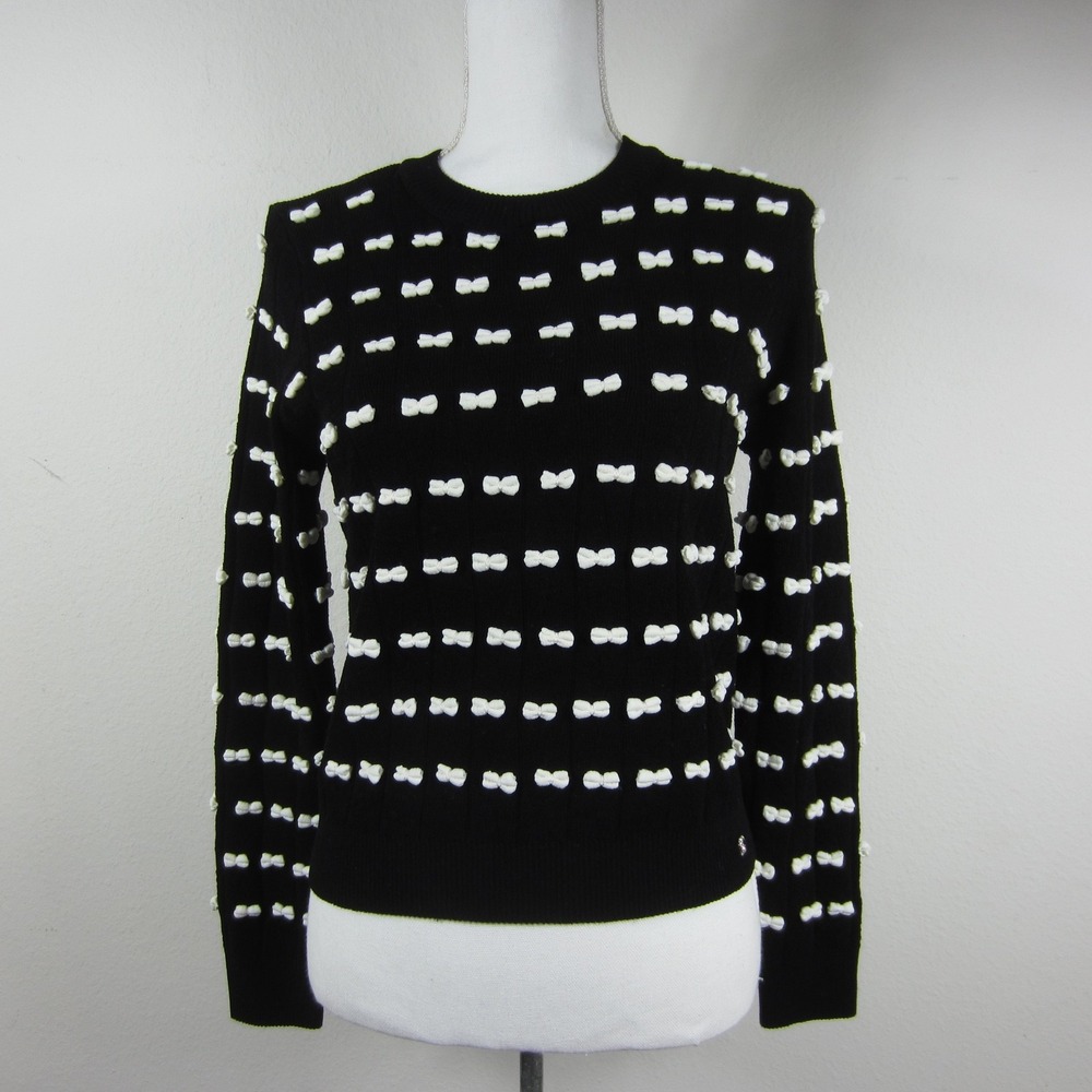 CHANEL 25K Sweater Womens IT 36/US 0 XXS Black/White 3D Bow Pullover Authentic